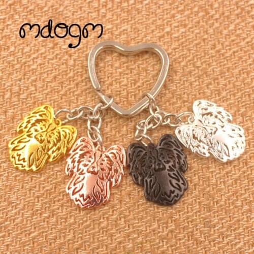 2021 Papillon Dog Animal Purse Handbag Charm Handmade Metal Pendant Keychain For Bag Car Women Men Key Ring Love Jewelry K146