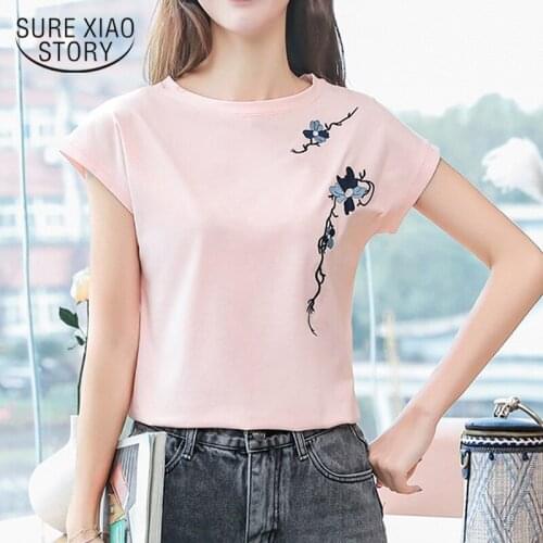 2021 Summer Tops Loose Fashion Shirt Women Solid Cotton Blouse O-Neck Short Sleeve Tees Camisetas Feminina Plus Size 8621