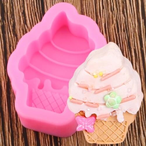 3D Ice Cream Cone Chocolate Silicone Mold Chocolate Candy Polymer Clay Molds DIY Party Cake Decorating Tools