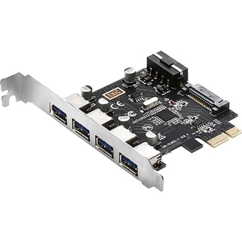 PCI-E to USB3.0 4-Port Adapter Expansion Card Connector Dual Interface for Windows XP Vista Windows 7 Linux Windows 8