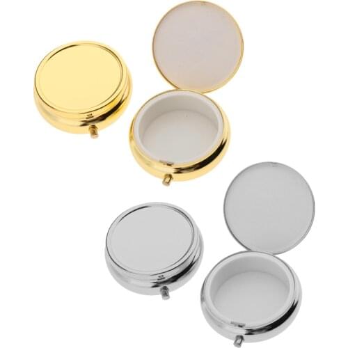 4pcs Durable Metal Travel Portable Vitamin Organizer Medicine Tablet Box Pill Storage Cases Container Round