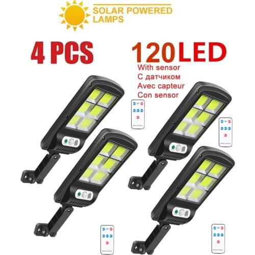 4pcs tabular oblong 120 LED Solar Light Outdoor Motion Sensor Waterproof Garden Solar Lamp Spotlights For Garden Path Street gar