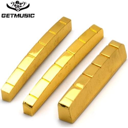 6 String Slotted Brass Gold Plated Acoustic Guitar Nut and Bridge Saddle Guitar Parts Gold