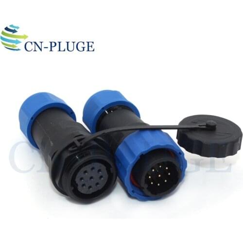9 pin Waterproof Connector SP20 Type , 20mm Panel Mount Aviation Docking Wire Connector Plug & Socket Male and Female IP68