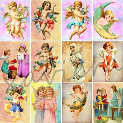 Xaviera 5D Diy Diamond Painting Angel Baby Cross Stitch Full Round Dirll Embroidery Rhinestone Mosaic Picture Home Decoration