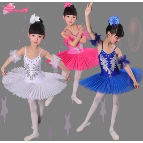 Girl Ballet Tutu Costume Children Sequins White Swan Lake Dance Dress Kids Dance Leotard Girl Dancewear Dress Clothing B-5629