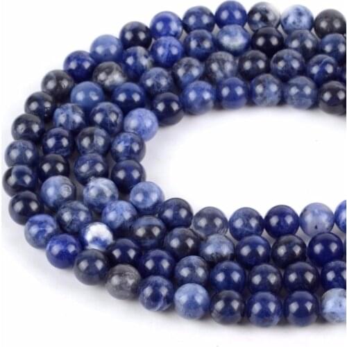 Natural Round Blue Sodalite Stone Beads For Jewelry Making 4 6 8 10 12mm Gem Loose Beads Diy Bracelet Wholesale Perles