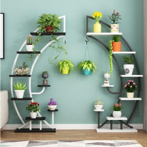 Household green radish succulent flower shelf balcony partition living room indoor multi-layer iron arc decorative shelf floor