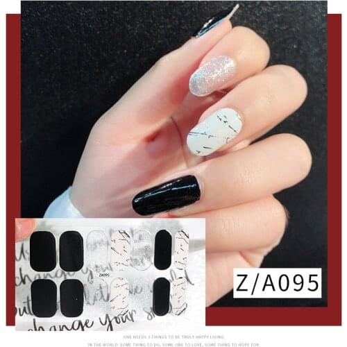 Black White Marble Series Full Cover Nail Stickers Decoration Geometric Lines Designer Self Adhesive Decals Nail Art Sliders