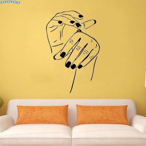 ZOOYOO Beauty Salon Wall Sticker Beautiful LadyS Hands Wall Decals Nail Care Decoration Living Room Art Murals