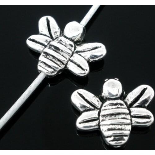 DoreenBeads 50 dull silver color Bee Spacers Beads 14x12mm Findings (B05546)