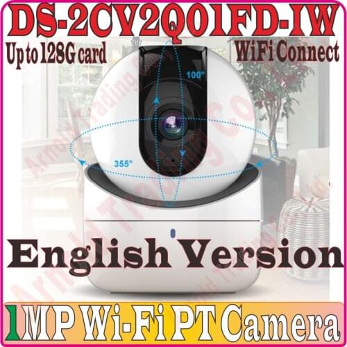 DS-2CV2Q01FD-IW English Version Multi-Language 1MP 5Meters IR dome IP CCTV PT Camera wifi, built-in mic speaker two-way audio
