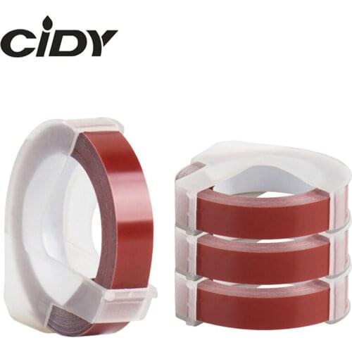 CIDY 4pcs Maroon Red color 9mm Plastic for DYMO 3D Organizer Xpress for Embossing Label Makers DYMO 1610/12965/1880 Motex E101