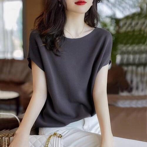 2021 New Summer T Shirt Women Elasticity Oversized T-Shirt Woman Clothes Female Tops Short sleeve Womens tube top knit Canale