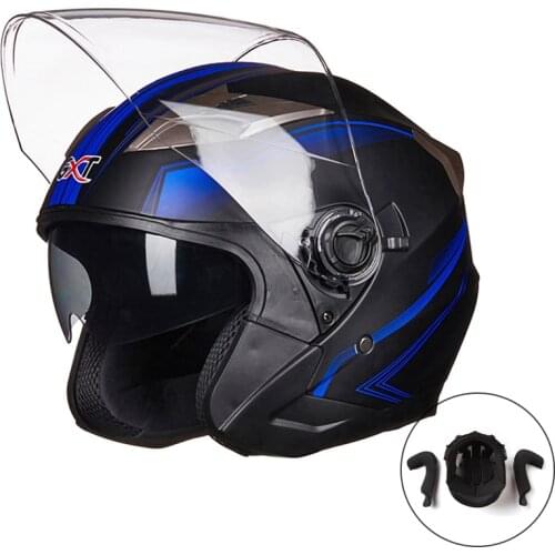 GXT Helmet G708 Electric Motorcycle Male Double Lens Half Helmet Female Summer Seasons Fall Resistance Safety Quick Plug