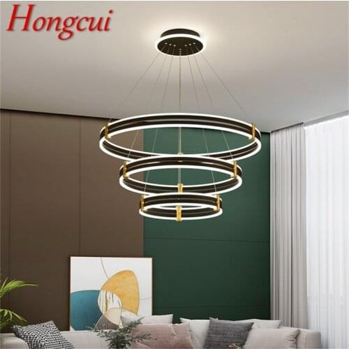 Hongcui Nordic Pendant Lights Contemporary Black Luxury Round LED Lamp Fixture For Home Decoration