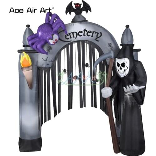Halloween inflatable keeper wizard arch with cover rags and spider
