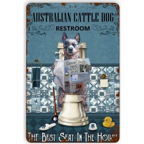 Metal Vintage Tin Signs - Australian Cattle Dog Restroom Funny Wall Decor for Home Bars Pubs Cafes Retro Art Sign Tin Sign