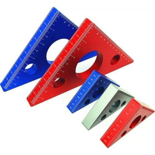 45 Degree Metric Inch Angle Ruler Aluminum Alloy Triangle Ruler 68mm 150mm Workshop Woodworking Square Measuring Tool