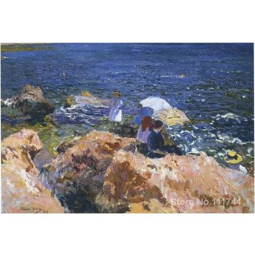 Seascape art On the Rocks at Javea by Joaquin Sorolla y Bastida reproduction paintings High quality Hand painted