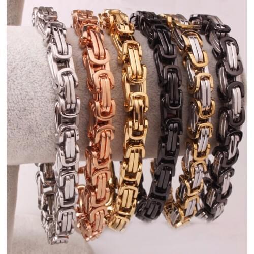 Granny Chic 4/5/8mm Men Bracelets Jewelry Punk Multi-Color Byzantine Style Stainless Steel Bracelet Chains&Links Cool Party Gift