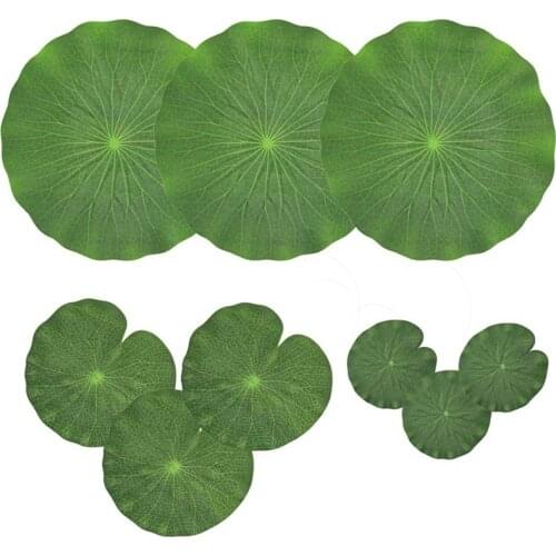 Pack Of 9 Artificial Floating Foam Lotus Leaves Water Lily Pads Ornaments Green | Perfect for Patio Koi Fish Pond Pool Aquarium