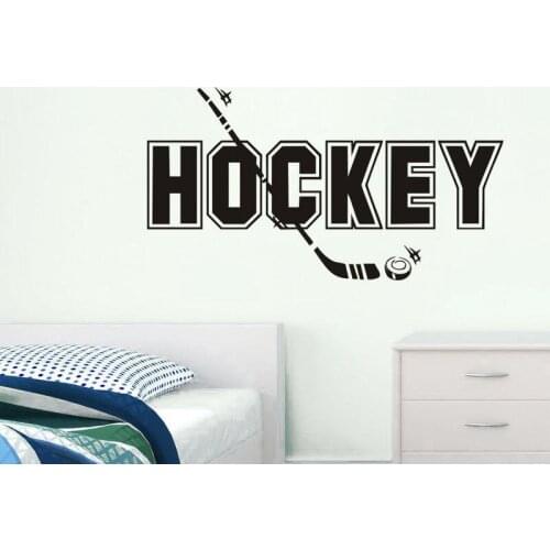 Hockey Stick Wall Decal For Boys Room Hockey Vinyl Quote Wall Stickers Removable Home Decoration Custom Color Available A191