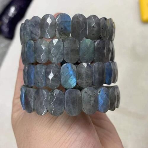 Natural rainbow Labradorite stone beads bracelet natural gemstone bangle DIY jewelry for woman for gift wholesale