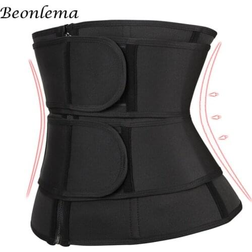 Neoprene Waist Trainer Slimming Belly Sheath Body Women Girdle Black Breasted Double Belts Lose weight Sauna Suit Body Shaper
