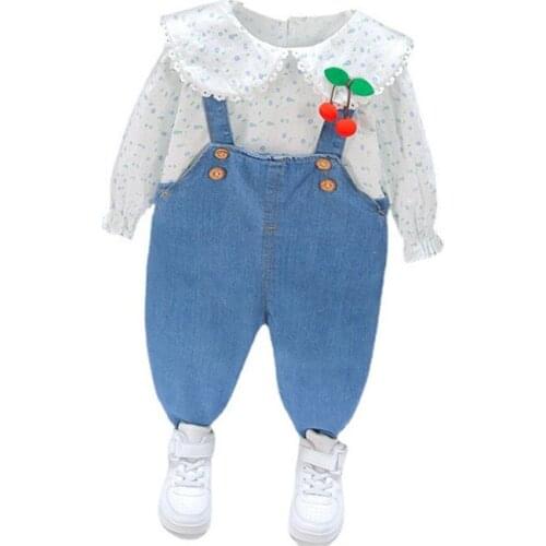 New Spring Baby Girls Fashion Clothes Children Fashion T-Shirt Overalls 2Pcs/Sets Autumn Kids Tracksuits Toddler Casual Costume