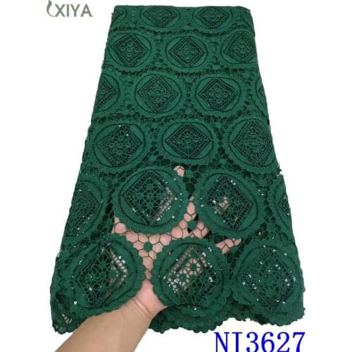 New Arrival Milk Silk Lace Fabric African Guipure Lace Green Water Soluble Lace Fabric High Quality Cord Lace for Sewing NI3627