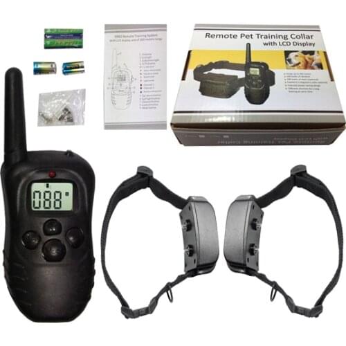 For 2 dogs 998D 2 dogs Re Control dog bark stop collar electric shock device treatment ring stop Dog Training Collar