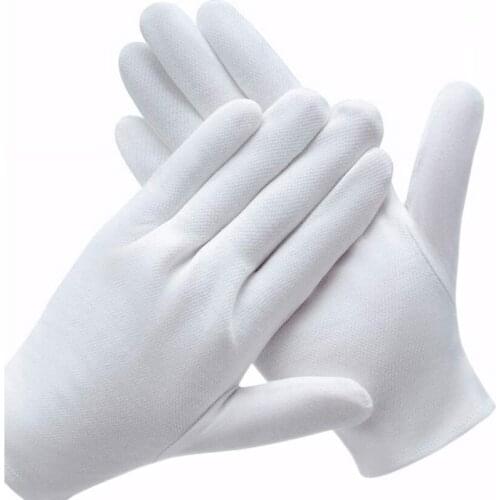 1-12 Pair Work Gloves White Cotton Gloves Car Washing Gloves Health Protective Gloves Household Cleaning Inspection Gloves