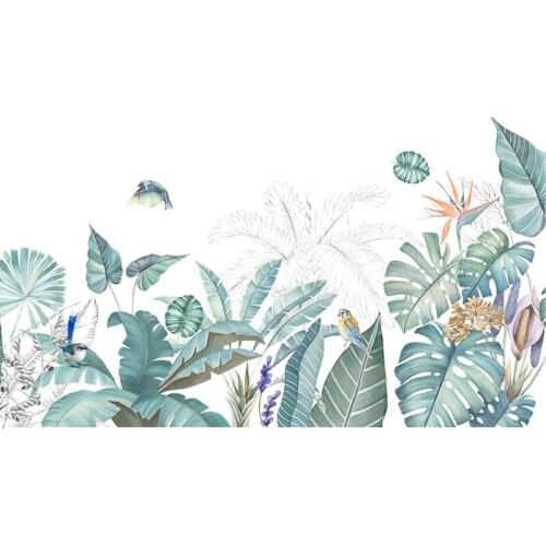 Plantain Leaf Wall Stickers for Living Room Bedroom Baseboard Wall Decor Removable Wall Decals Murals Home Decoration