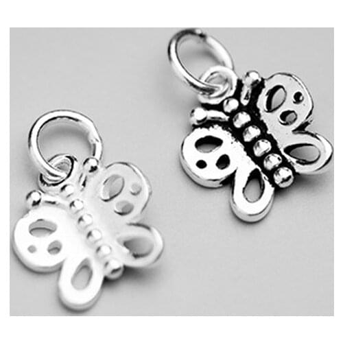 925 Sterling Silver Pretty Butterfly Dangle Charms Bracelets Decorations Silver Pendant DIY Fine Jewelry Accessories Supplier