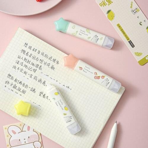 MINKYS New Arrival Multifunctional 2 IN 1 Peach Lemon Portable Double Headed Tape Glue & Correction Adhesive Tape Stationery