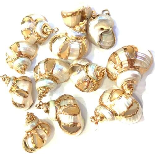 5pcs/lot Hollow Snail Shell Gold-plated Pendants Charms For DIY Jewelry Necklace Accessories Making Size 20x30-30x30mm