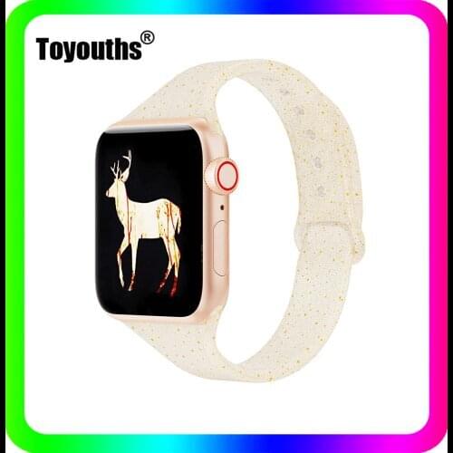 Toyouths Watchband for Apple Watch Women Stylish Silica Gel Band 38mm 40mm 42mm 44mm Slim Strap for iwatch Series SE 6 5 4 3 2 1