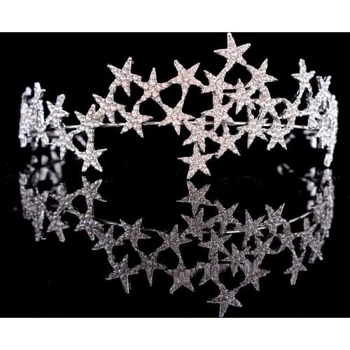 Luxury Handmade Crystal Star Hairbands Vintage Rhinestone Bridal Tiaras Crown Headband Wedding Hair Accessories Tiara De Noiva