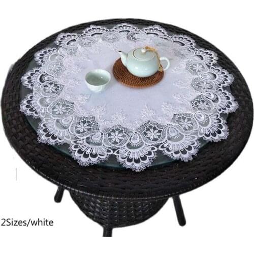 Luxury lace round table place mat cloth embroidery placemat pad felt coaster dining tea pan cup doily drink coffee mug kitchen