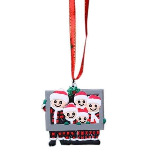 Christmas Tree Pendant Christmas Family Member New Baby Snowman Photo Frame Pendant DIY Name Blessing Christmas Decoration Gifts