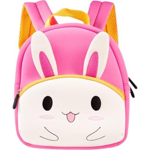 Pink Rabbit School Bags for Girls Cartoon Children School Backpack Cute Bunny Schoolbag Neoprene Kids Bag Mochila Infantil