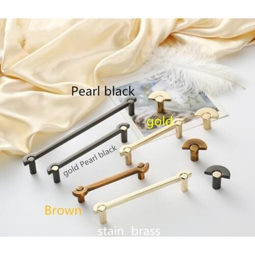 96 128 192mm retro simple creative furniture handle gold brass brown pearl black kitchen cabinet wardrobe cupboard drawer knob