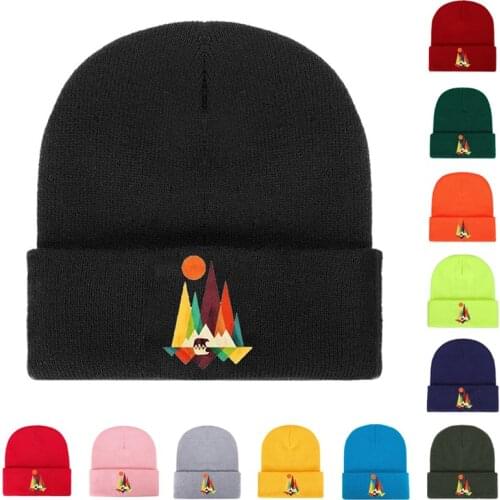 Bear Cartoon Mountains Head Hat Beanie Cap Warm Outdoor Fashion Hat Autumn Winter Men Women Boys Girls Casual Hats Wholesale