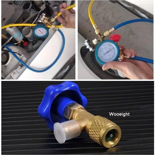Wooeight 1Pc 1/4 Auto Car AC Can Tap Valve Bottle Opener For R22 R134a R410A Gas Refrigerant Air Conditioning Brass Tools