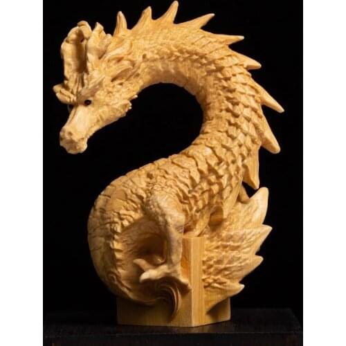 Chinese Dragon Seal Statue Boxwood Animal Sculpture Office Name Seal Private Chapter LOGO Home Decoration