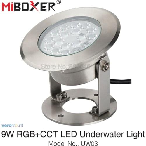 Miboxer UW03 9W RGB+CCT LED Underwater Light IP68 Waterproof Submersible Spotlight Long Distance 433Mhz Remote Control WiFi APP