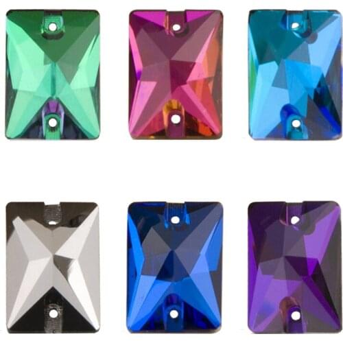 YANRUO 3250 Rectangle AAAAA Sew On Crystals Strass Sewn Rhinestones Crafts Flat Back Glass Stones For Clothes Decoration