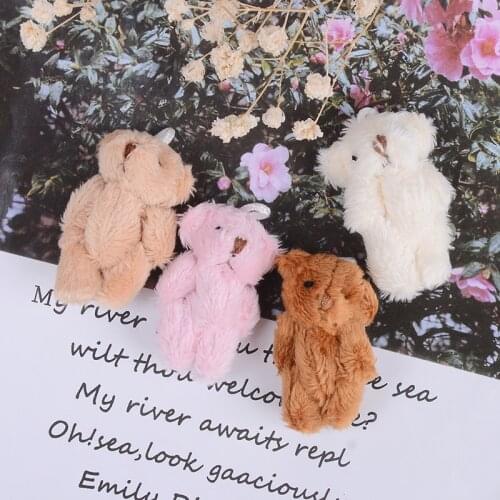 1pc 4.5 Cm Mini Joint Bear Plush Stuffed Wedding Box Toy Doll Garment & Hair Accessories Decor Doll 4 Colors