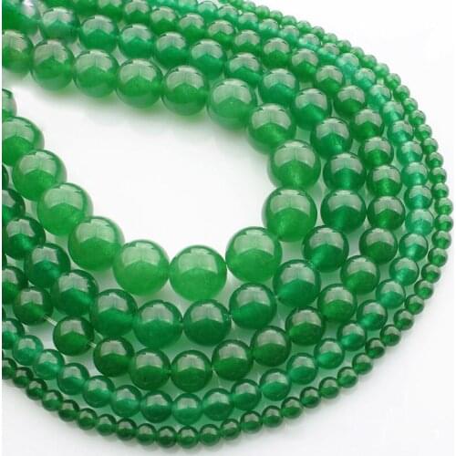 15"(38cm) Strand Round Natural Malaysian Green Jade Stone Rocks 4mm 6mm 8mm 10mm 12mm Beads for Jewelry Making DIY Bracelet